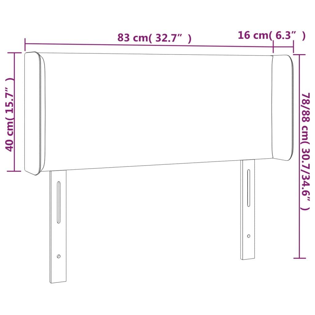 vidaXL Kopfteil mit Ohren Dunkelgrau 83x16x78/88 cm Samt