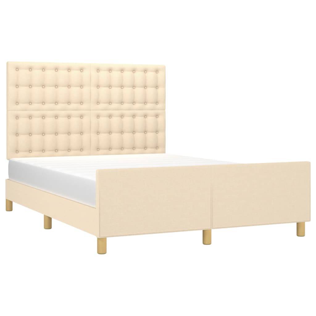 vidaXL Bettgestell ohne Matratze Creme 140x200 cm Stoff