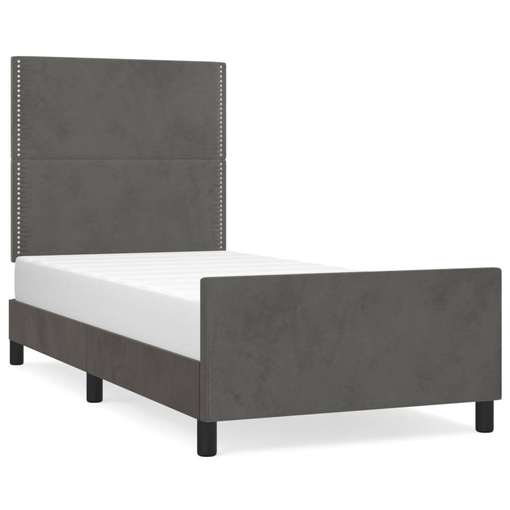 vidaXL Bettgestell ohne Matratze Dunkelgrau 100x200 cm Samt