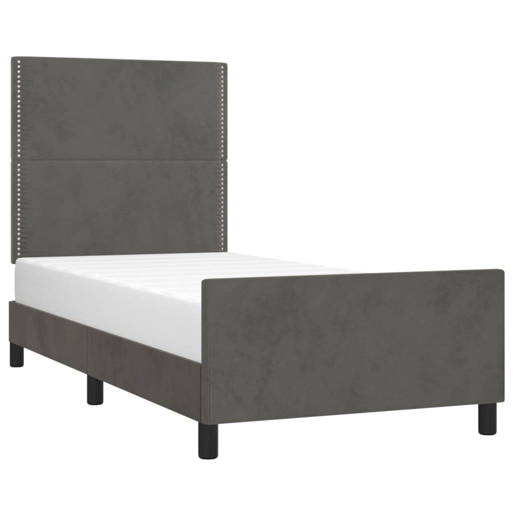 vidaXL Bettgestell ohne Matratze Dunkelgrau 100x200 cm Samt