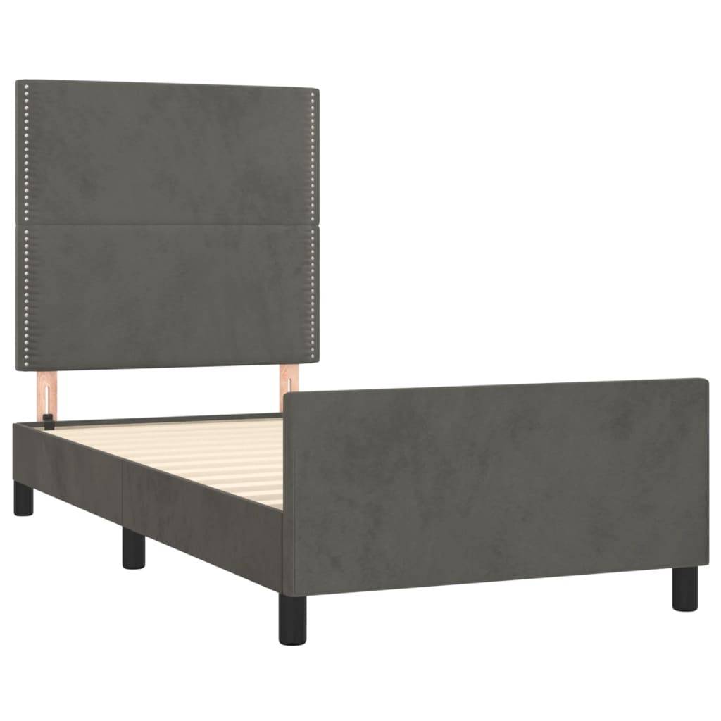 vidaXL Bettgestell ohne Matratze Dunkelgrau 100x200 cm Samt