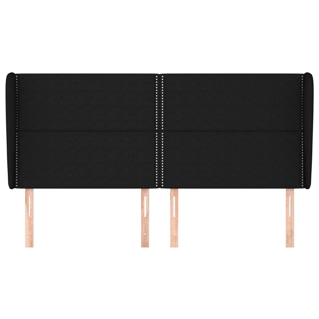 vidaXL Kopfteil mit Ohren Schwarz 183x23x118/128 cm Stoff