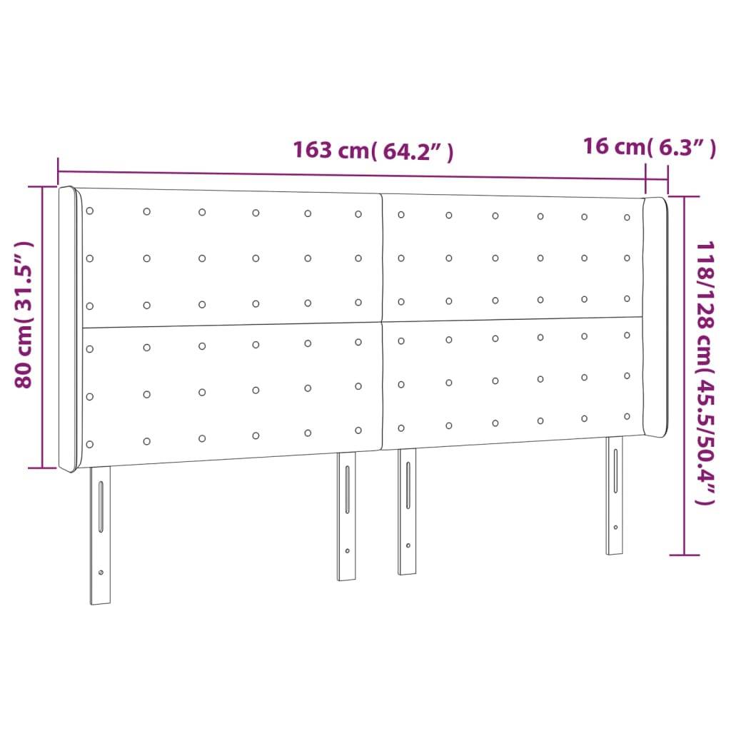 vidaXL Kopfteil mit Ohren Cappuccino-Braun 163x16x118/128cm Kunstleder
