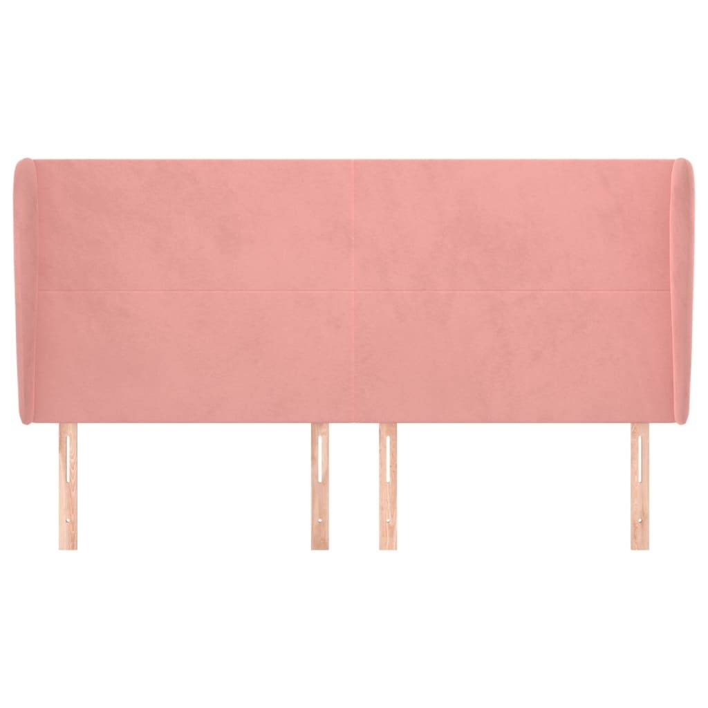 vidaXL Kopfteil mit Ohren Rosa 163x23x118/128 cm Samt