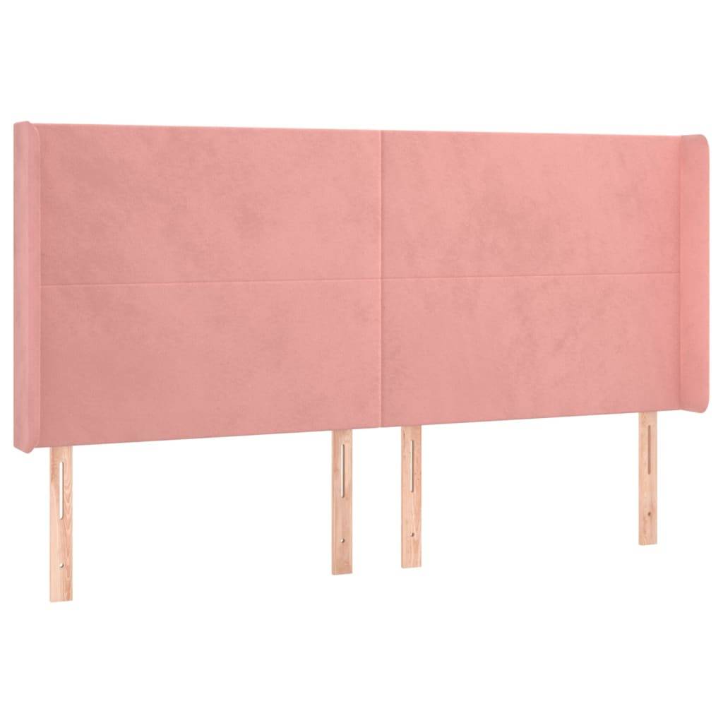 vidaXL Kopfteil mit Ohren Rosa 203x16x118/128 cm Samt