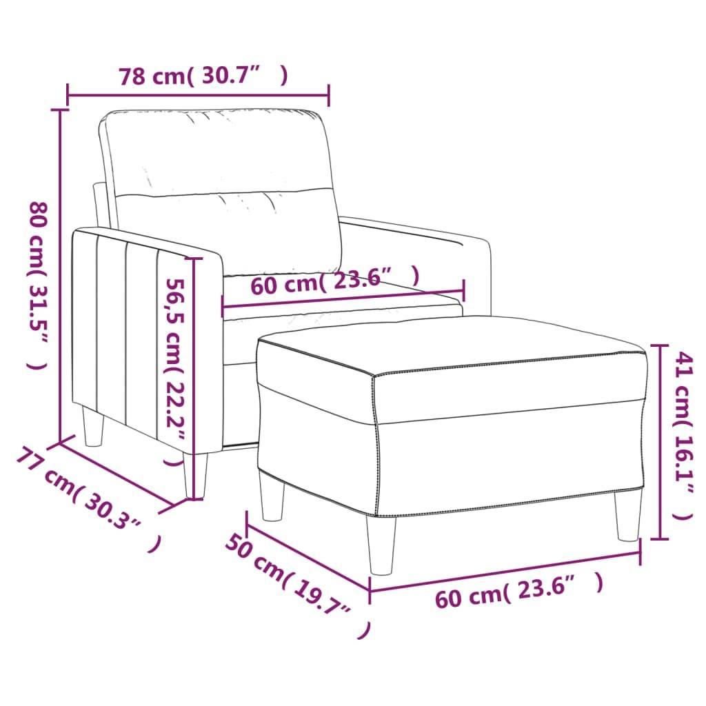 vidaXL Sessel mit Hocker Weinrot 60 cm Stoff