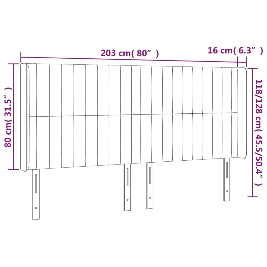 vidaXL Kopfteil mit Ohren Creme 203x16x118/128 cm Stoff