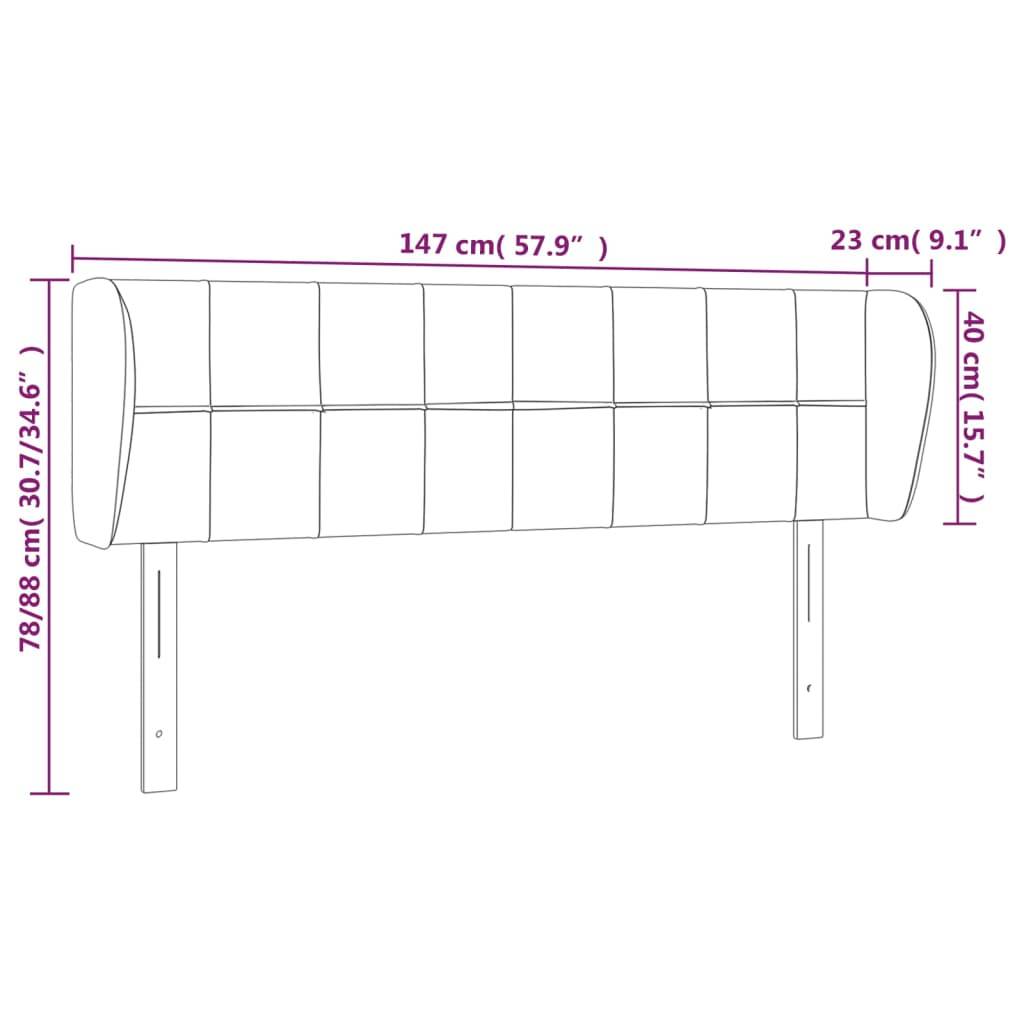 vidaXL Kopfteil mit Ohren Creme 147x23x78/88 cm Stoff