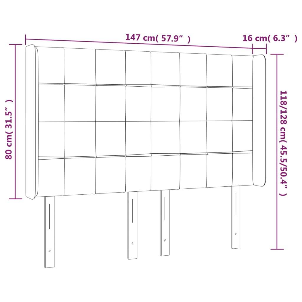 vidaXL LED Kopfteil Taupe 147x16x118/128 cm Stoff