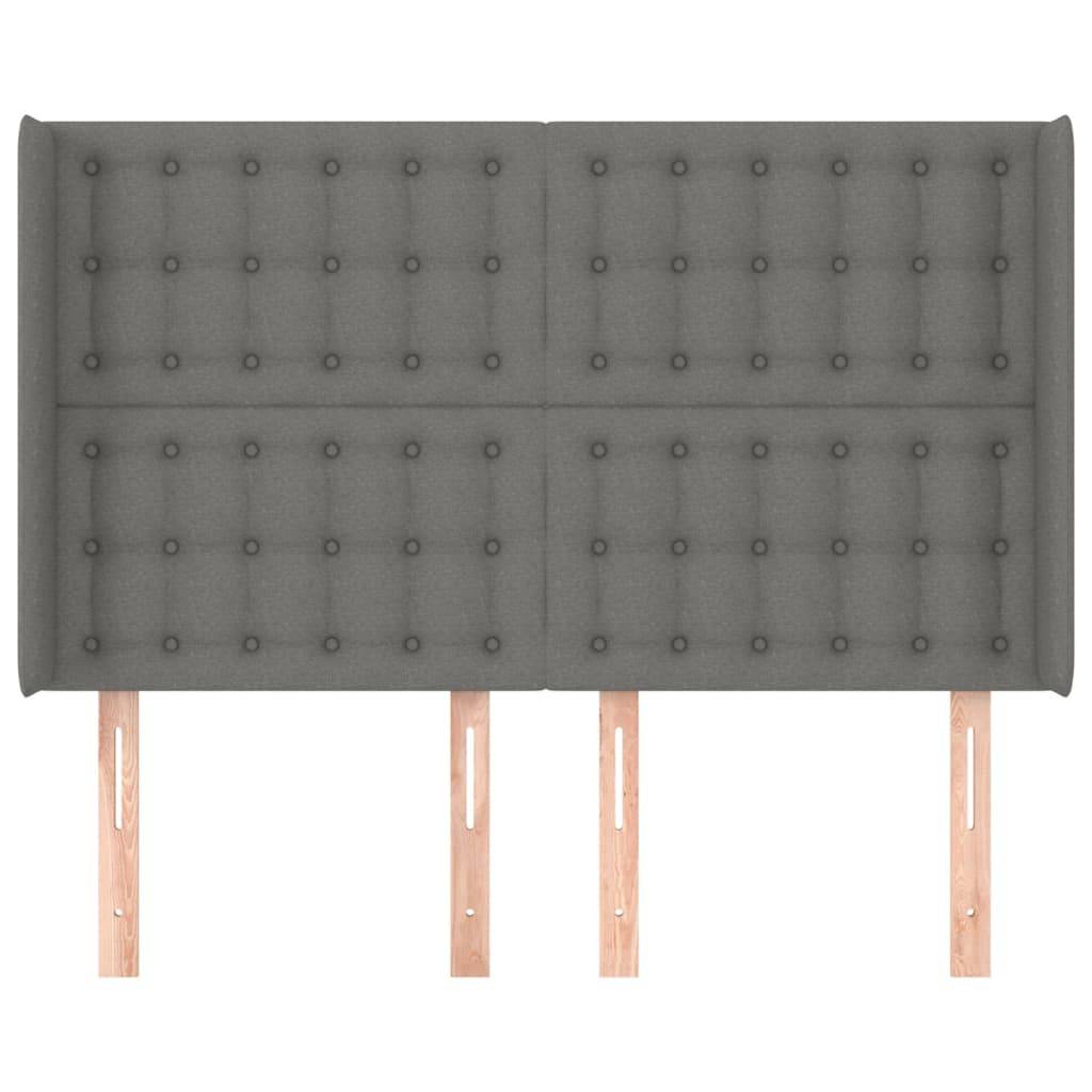 vidaXL Kopfteil mit Ohren Dunkelgrau 147x16x118/128 cm Stoff