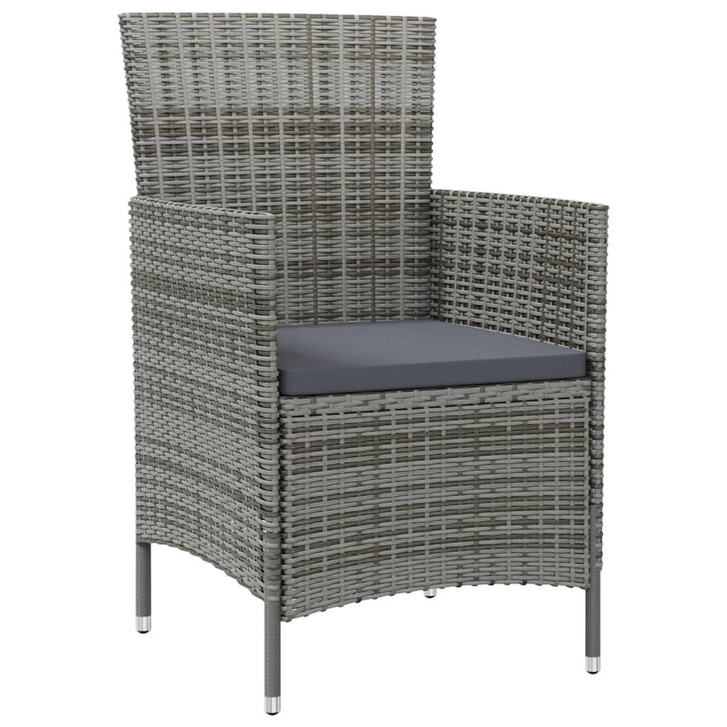 vidaXL Gartenstühle mit Kissen 4 Stk. Poly Rattan Grau