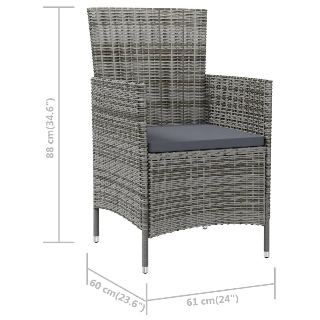 vidaXL Gartenstühle mit Kissen 4 Stk. Poly Rattan Grau