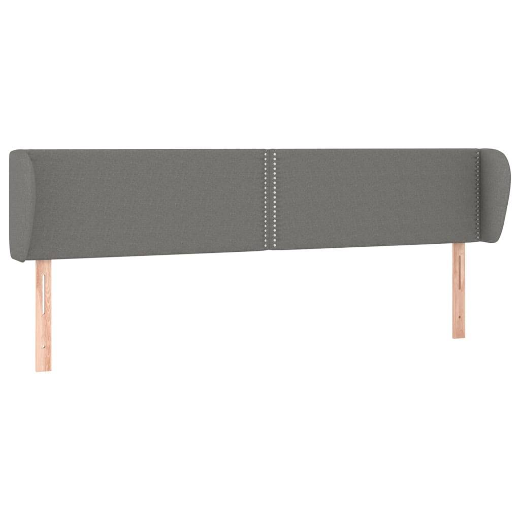 vidaXL Kopfteil mit Ohren Dunkelgrau 203x23x78/88 cm Stoff
