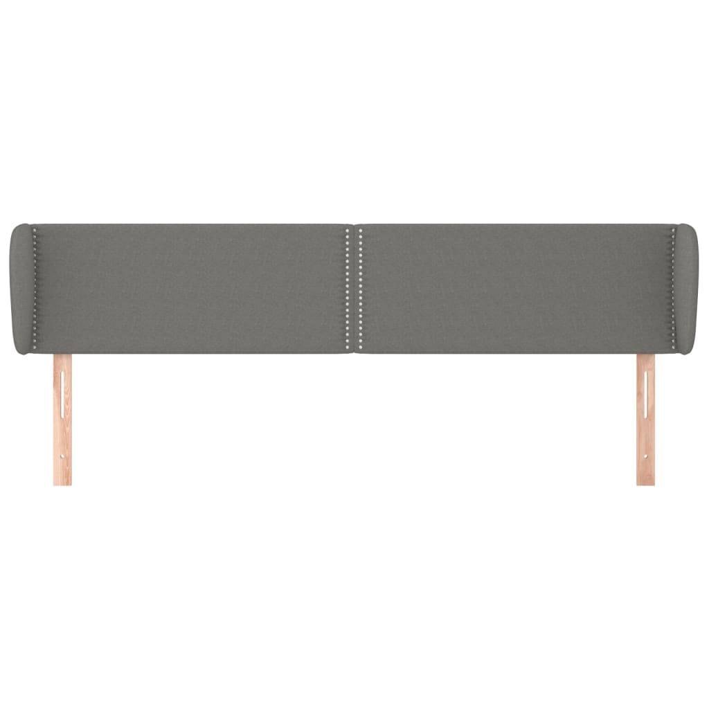 vidaXL Kopfteil mit Ohren Dunkelgrau 203x23x78/88 cm Stoff