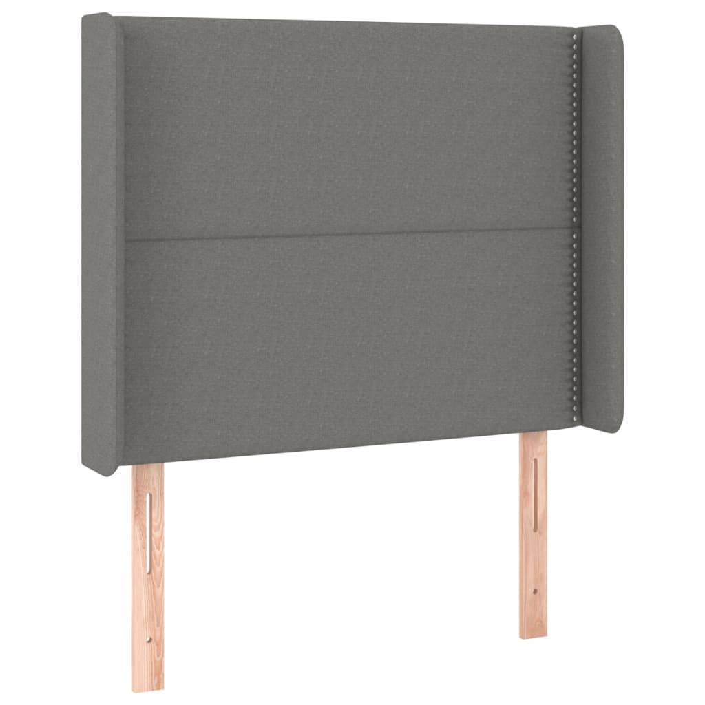 vidaXL Kopfteil mit Ohren Dunkelgrau 103x16x118/128 cm Stoff
