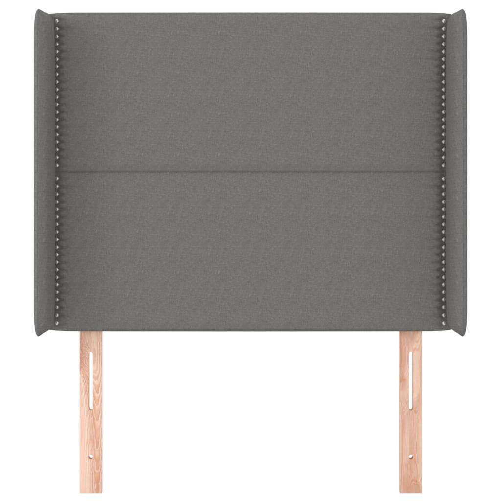 vidaXL Kopfteil mit Ohren Dunkelgrau 93x16x118/128 cm Stoff