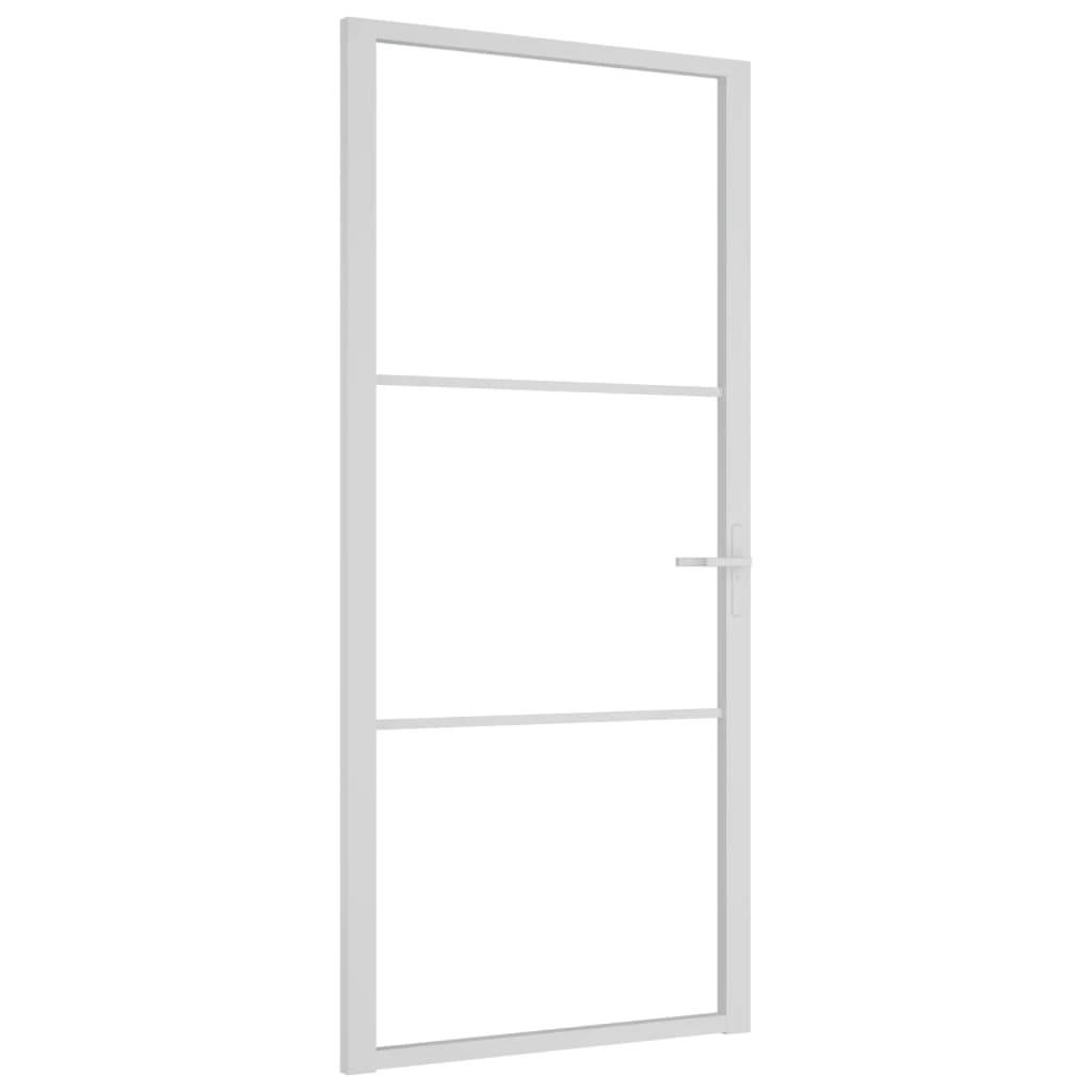 vidaXL Innentür 93x201,5 cm Weiß ESG-Glas und Aluminium