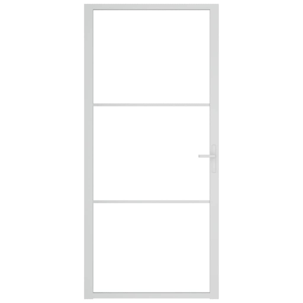 vidaXL Innentür 93x201,5 cm Weiß ESG-Glas und Aluminium