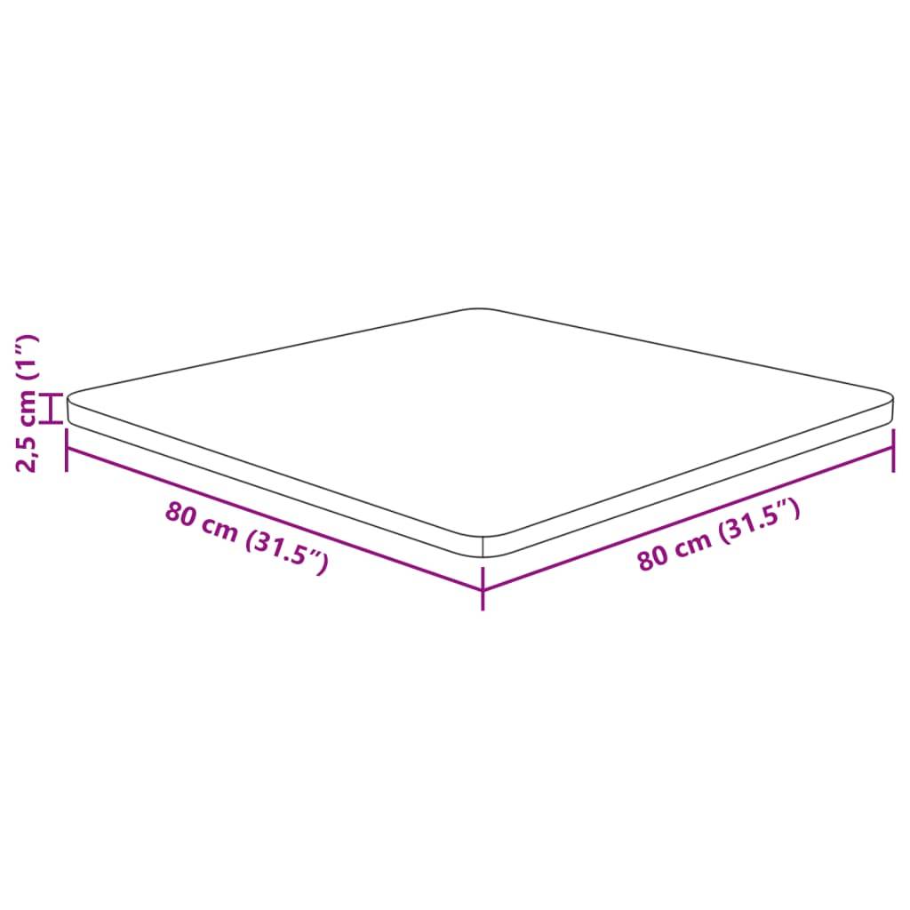 vidaXL Tischplatte Quadratisch Dunkelbraun 80x80x2,5cm Eiche Behandelt