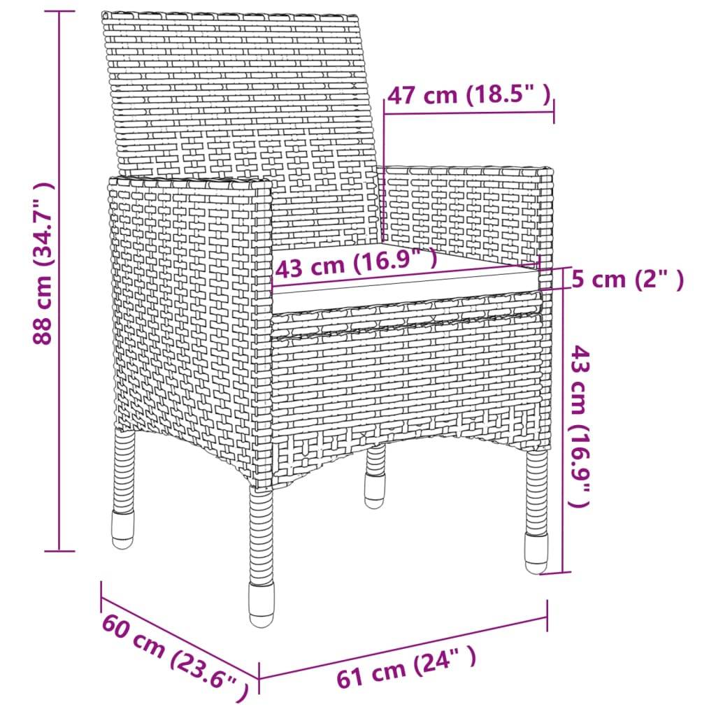 vidaXL 9-tlg. Garten-Essgruppe mit Kissen Poly Rattan und Glas