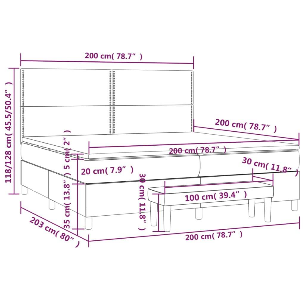 vidaXL Boxspringbett mit Matratze Schwarz 200x200 cm Samt