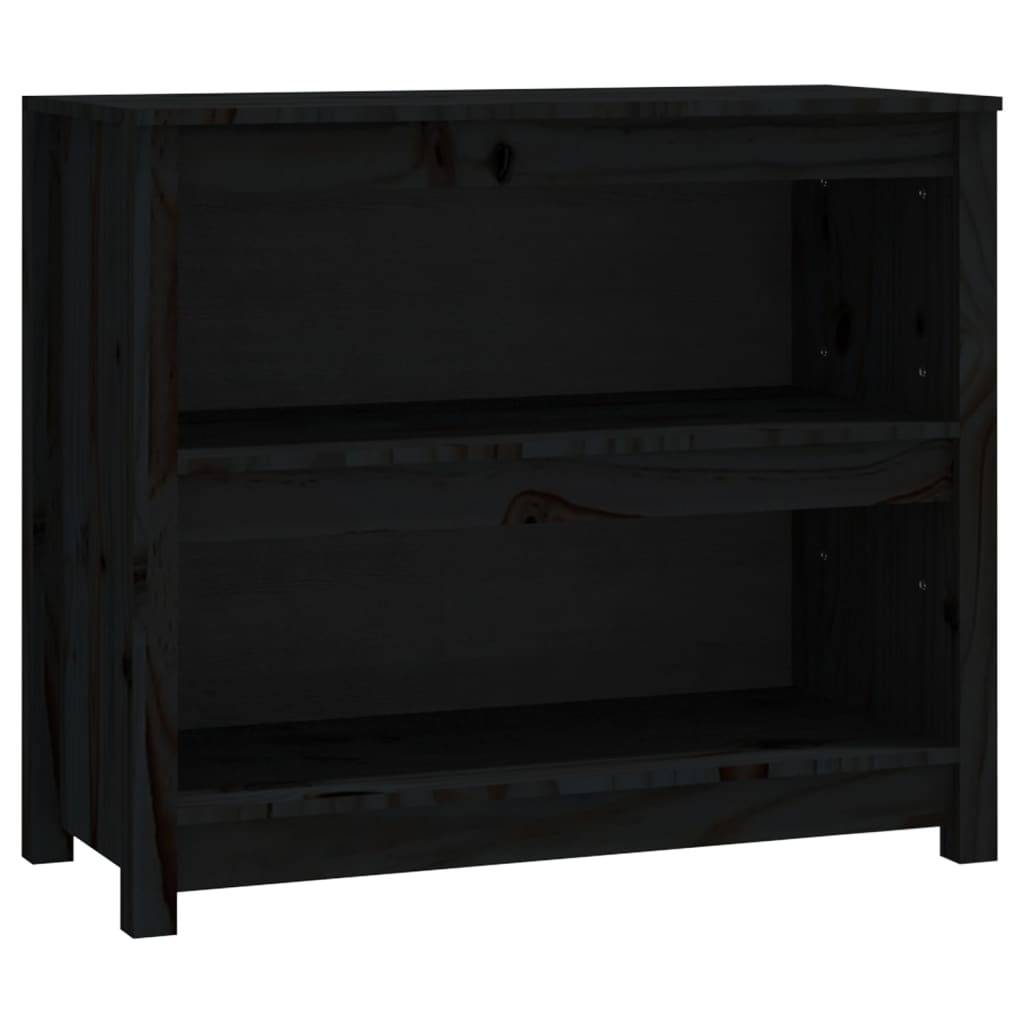 vidaXL Bücherregal Schwarz 80x35x68 cm Massivholz Kiefer