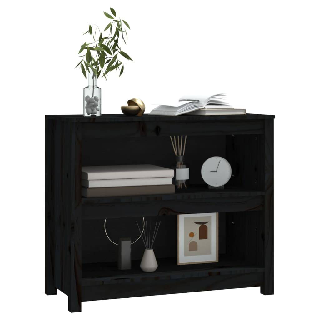 vidaXL Bücherregal Schwarz 80x35x68 cm Massivholz Kiefer