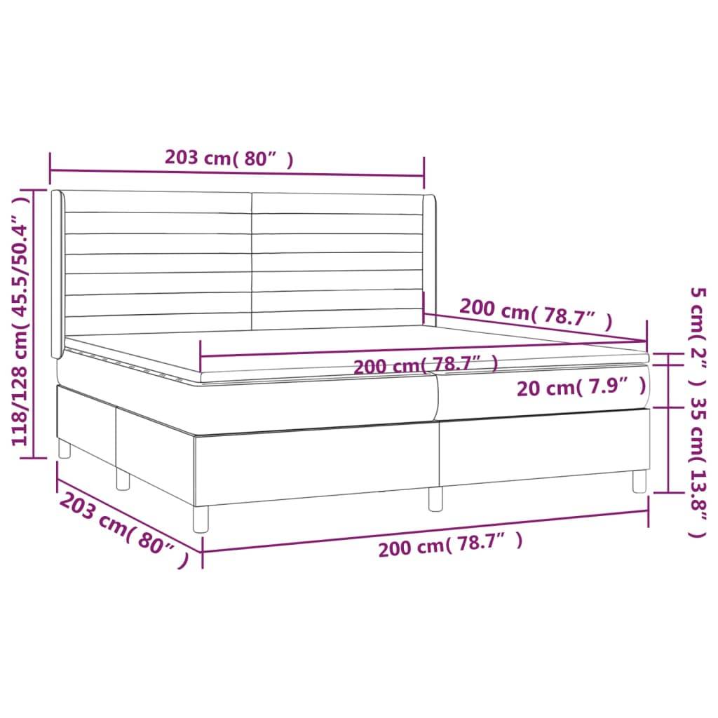 vidaXL Boxspringbett mit Matratze Dunkelbraun 200x200 cm Stoff