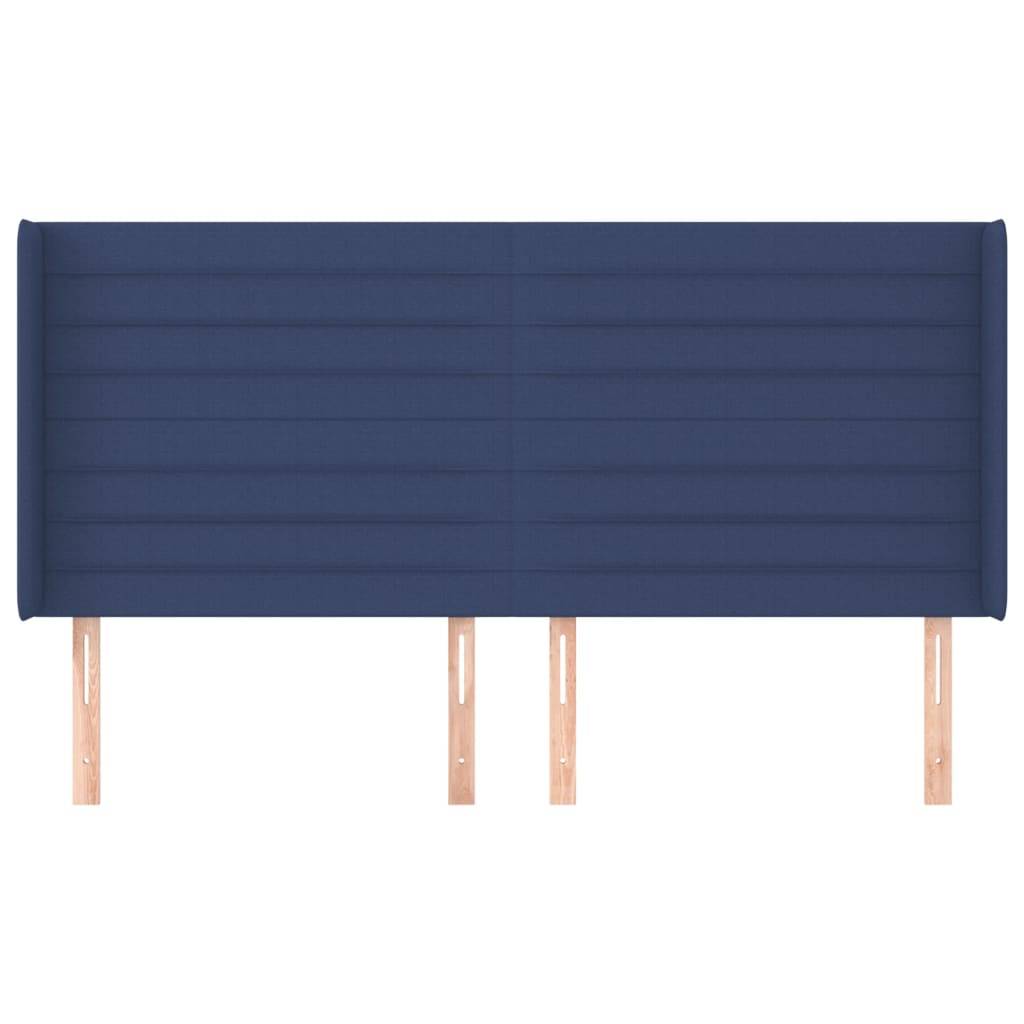 vidaXL Kopfteil mit Ohren Blau 203x16x118/128 cm Stoff