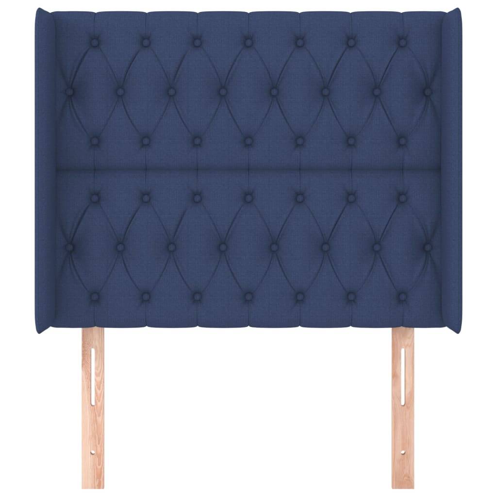 vidaXL Kopfteil mit Ohren Blau 103x16x118/128 cm Stoff