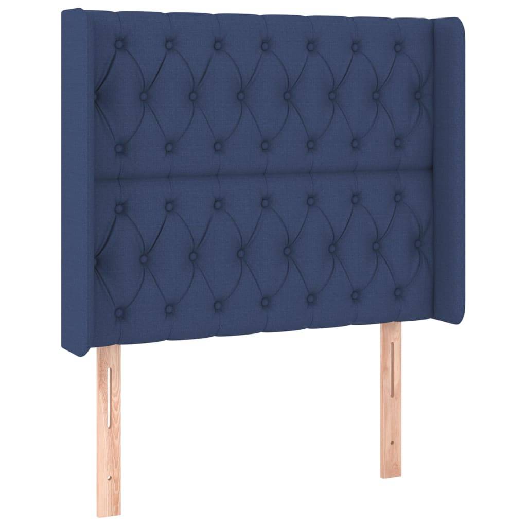 vidaXL Kopfteil mit Ohren Blau 93x16x118/128 cm Stoff