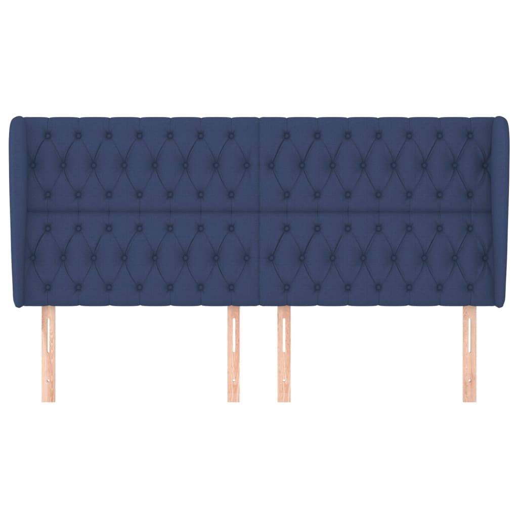 vidaXL Kopfteil mit Ohren Blau 203x23x118/128 cm Stoff
