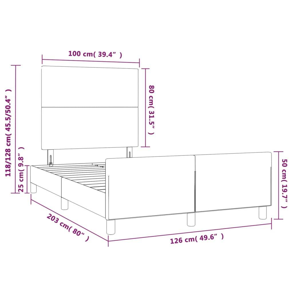 vidaXL Bettgestell ohne Matratze Dunkelgrau 120x200 cm Stoff