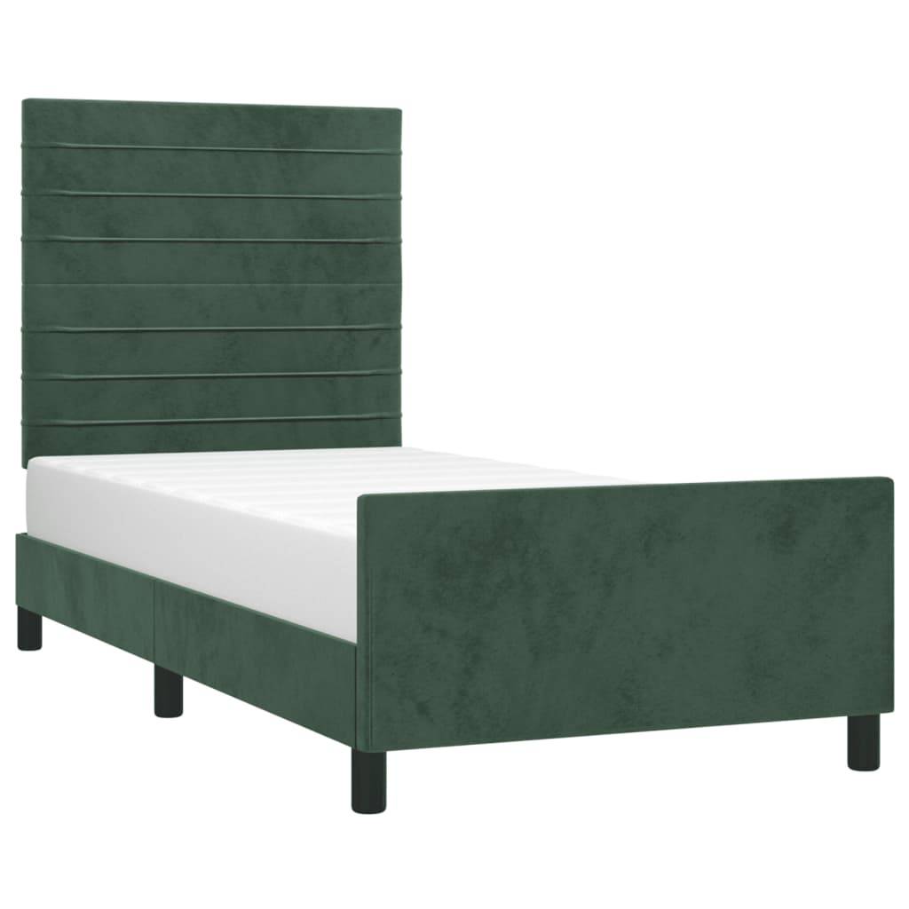 vidaXL Bettgestell ohne Matratze Dunkelgrün 90x200 cm Samt