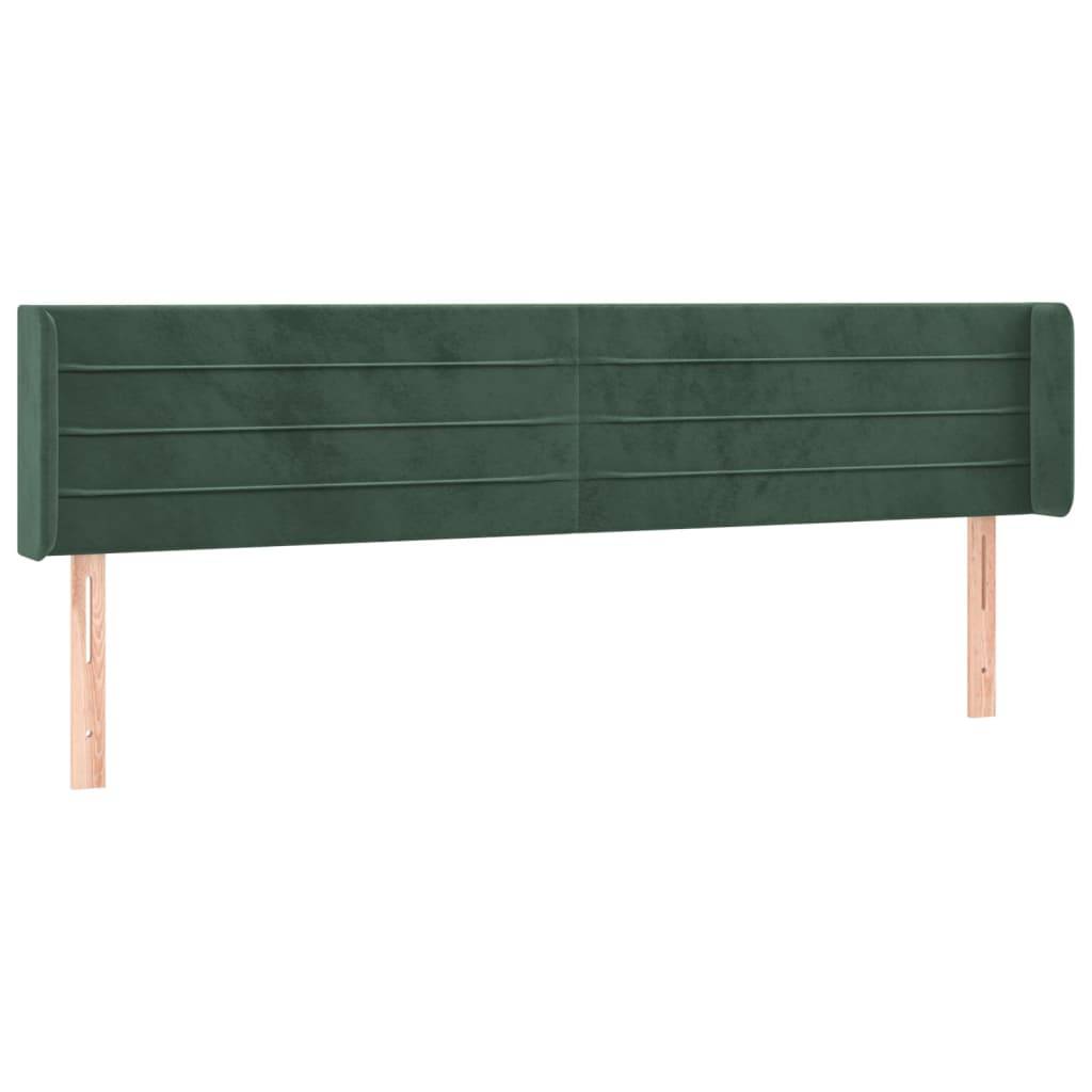 vidaXL Kopfteil mit Ohren Dunkelgrün 163x16x78/88 cm Samt