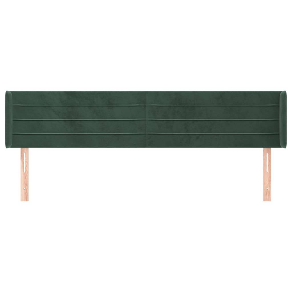 vidaXL Kopfteil mit Ohren Dunkelgrün 163x16x78/88 cm Samt