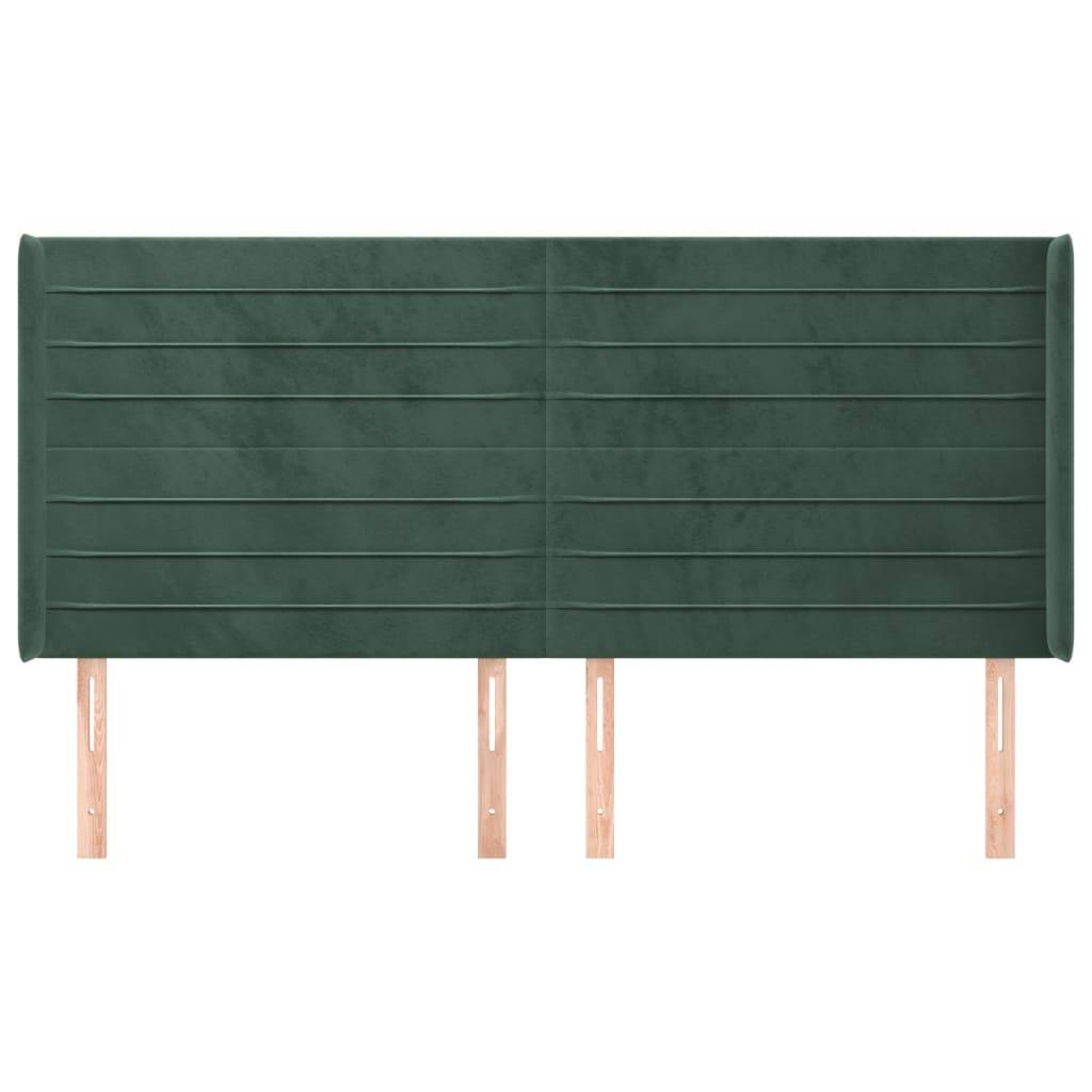 vidaXL Kopfteil mit Ohren Dunkelgrün 163x16x118/128 cm Samt