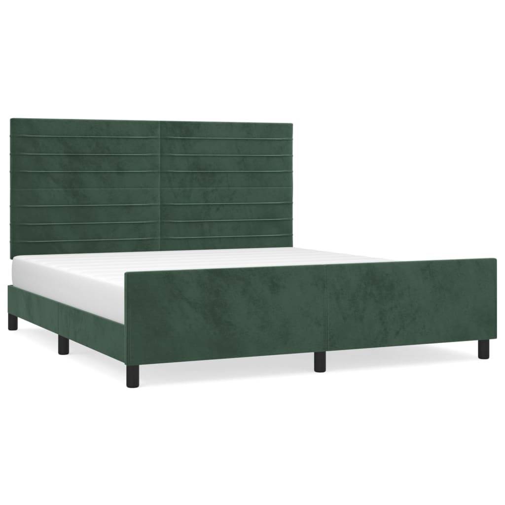 vidaXL Bettgestell ohne Matratze Dunkelgrün 160x200 cm Samt