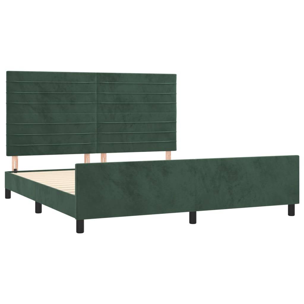 vidaXL Bettgestell ohne Matratze Dunkelgrün 160x200 cm Samt