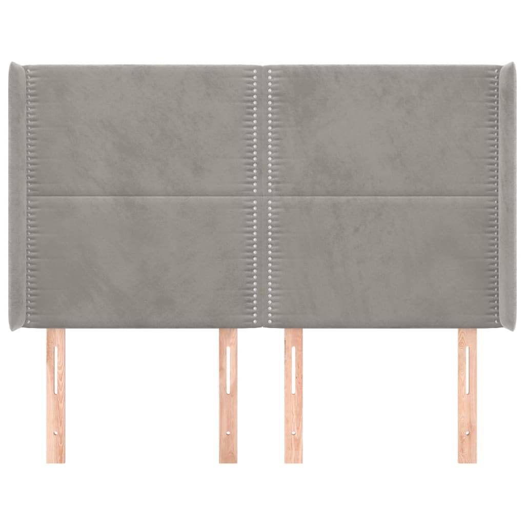 vidaXL Kopfteil mit Ohren Hellgrau 147x16x118/128 cm Samt