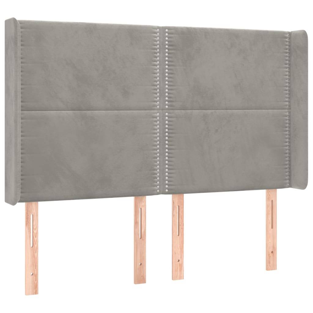 vidaXL Kopfteil mit Ohren Hellgrau 147x16x118/128 cm Samt
