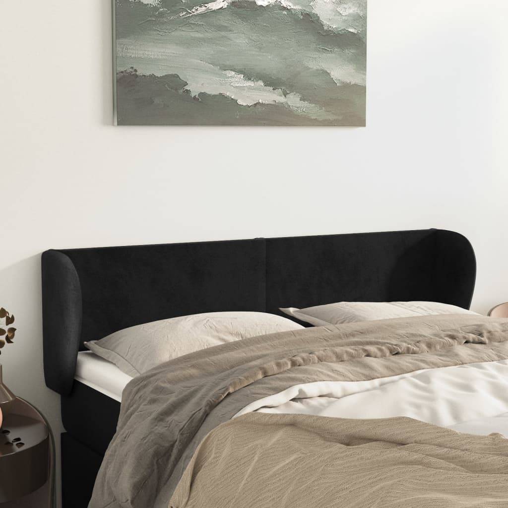 vidaXL Kopfteil mit Ohren Schwarz 147x23x78/88 cm Samt