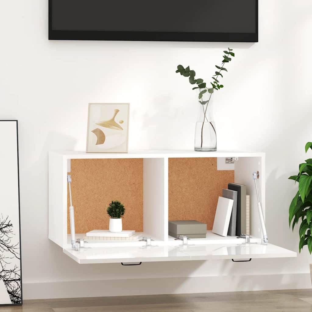 vidaXL Wandschrank Hochglanz-Weiß 80x36,5x35 cm Holzwerkstoff