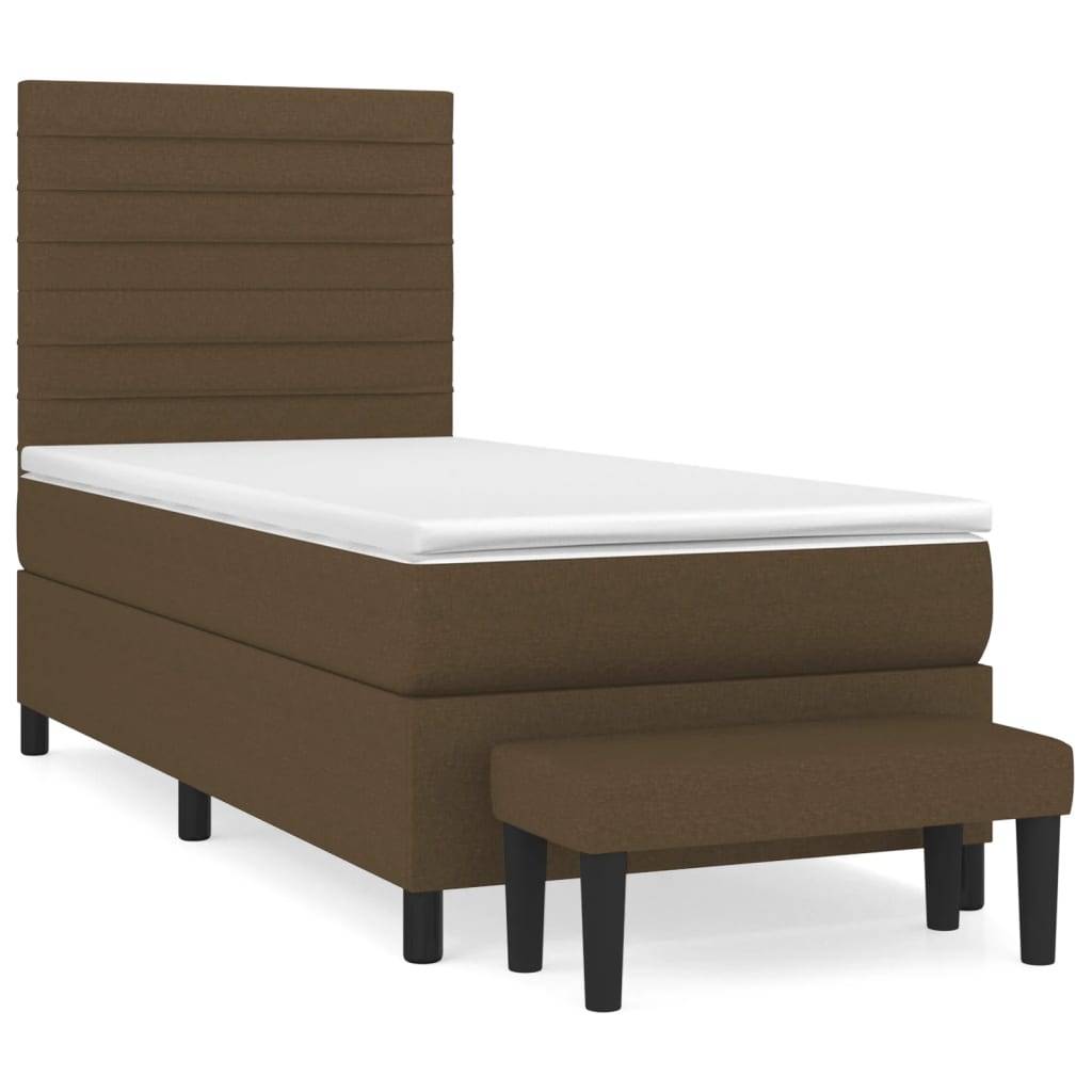 vidaXL Boxspringbett mit Matratze Dunkelbraun 90x190 cm Stoff