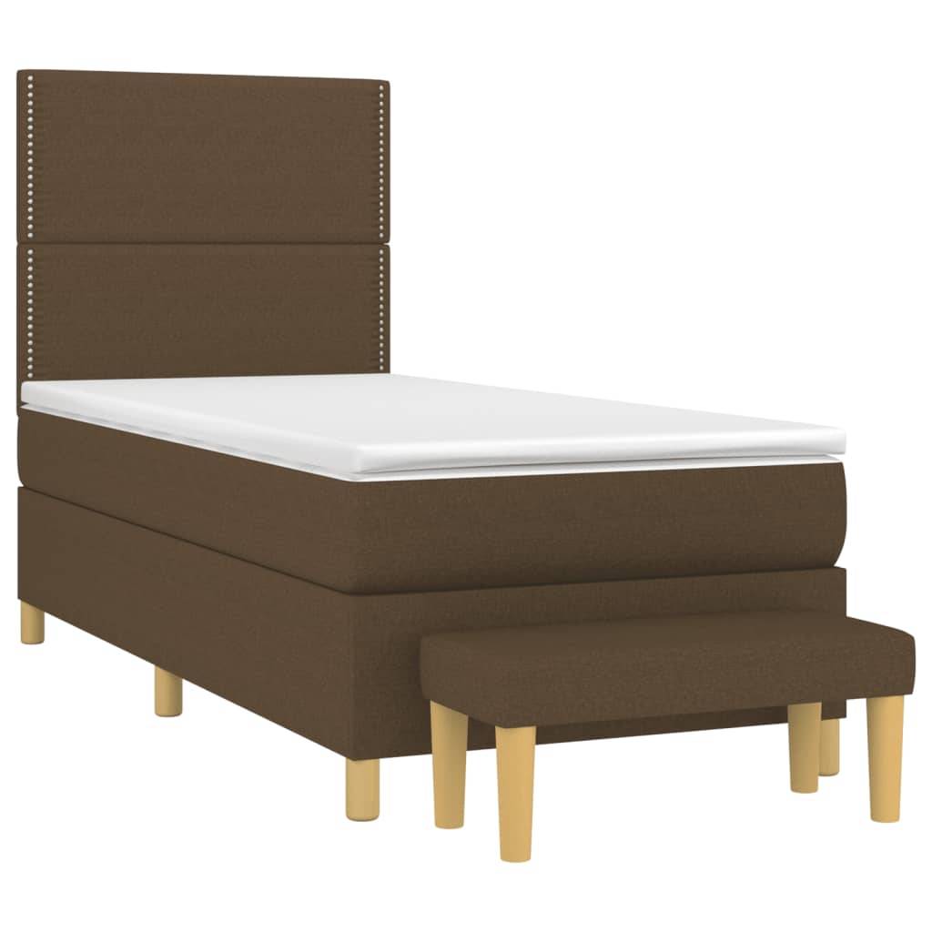 vidaXL Boxspringbett mit Matratze Dunkelbraun 90x200 cm Stoff