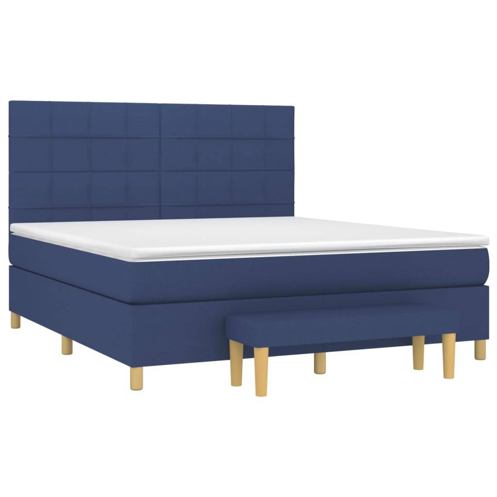 vidaXL Boxspringbett mit Matratze Blau 180x200 cm Stoff