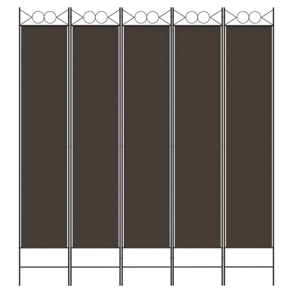 vidaXL 5-tlg. Paravent Braun 200x220 cm Stoff