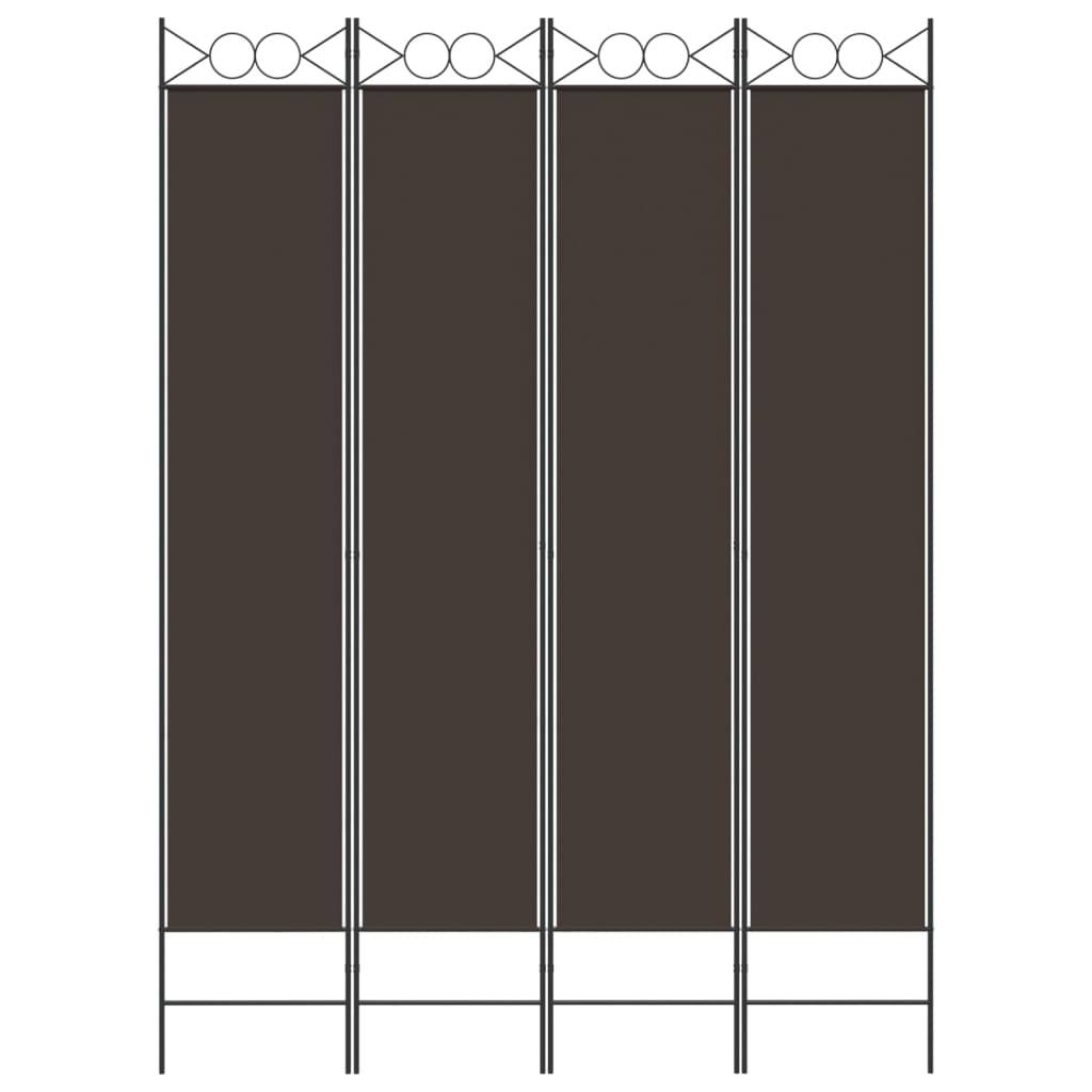 vidaXL 4-tlg. Paravent Braun 160x220 cm Stoff