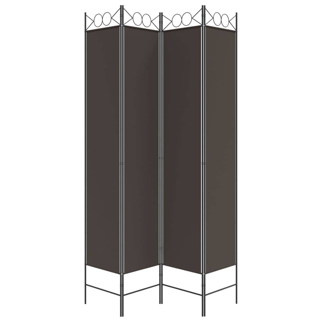 vidaXL 4-tlg. Paravent Braun 160x220 cm Stoff