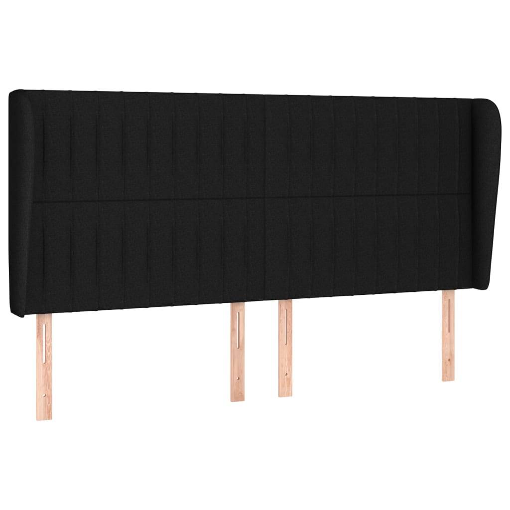 vidaXL Kopfteil mit Ohren Schwarz 203x23x118/128 cm Stoff